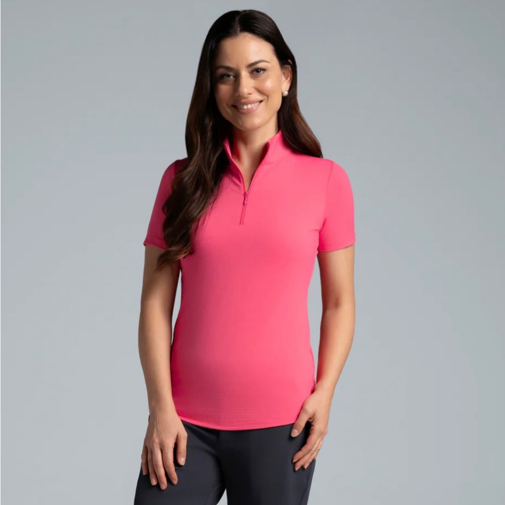 Ibkul Watermelon Salmon Short Sleeve Sun Top size Medium